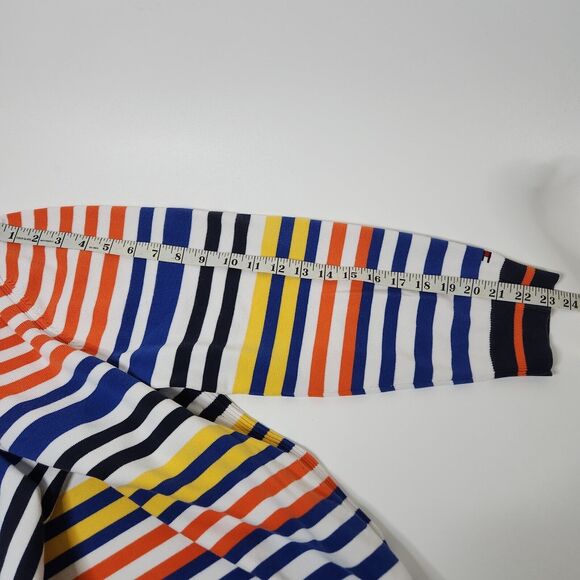 Vintage Tommy Hilfiger Mockneck Zip Sweater Wmn's 3X Orange Yellow Striped Y2K - Picture 10 of 10